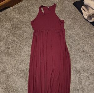 Sleeveless Burgundy Maxi Dress - Casual Comfort